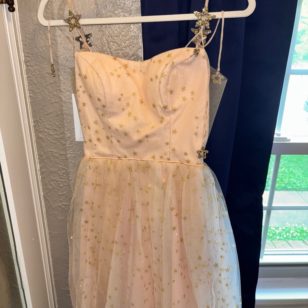 Sherri Hill Blush and Gold Gown